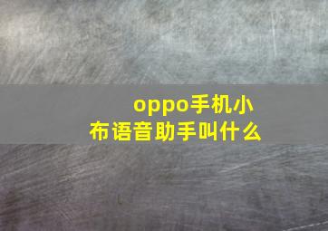 oppo手机小布语音助手叫什么