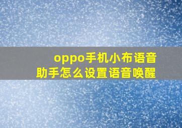 oppo手机小布语音助手怎么设置语音唤醒