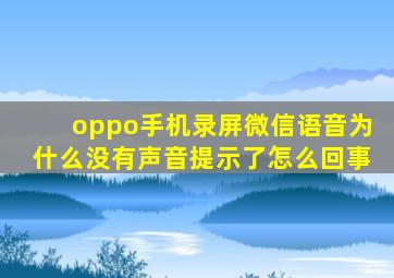 oppo手机录屏微信语音为什么没有声音提示了怎么回事