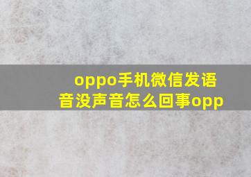 oppo手机微信发语音没声音怎么回事opp