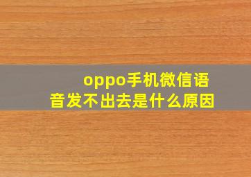 oppo手机微信语音发不出去是什么原因