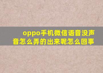 oppo手机微信语音没声音怎么弄的出来呢怎么回事