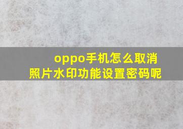 oppo手机怎么取消照片水印功能设置密码呢