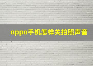 oppo手机怎样关拍照声音