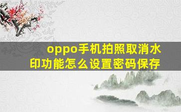 oppo手机拍照取消水印功能怎么设置密码保存