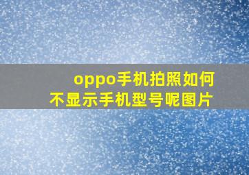 oppo手机拍照如何不显示手机型号呢图片