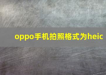 oppo手机拍照格式为heic