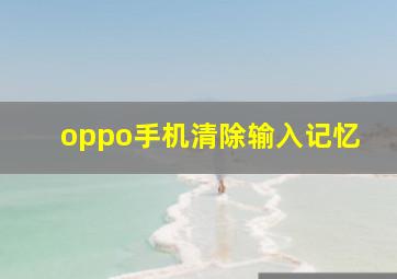 oppo手机清除输入记忆