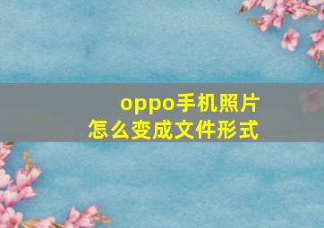 oppo手机照片怎么变成文件形式