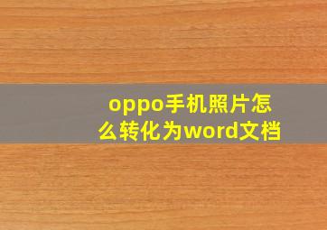 oppo手机照片怎么转化为word文档