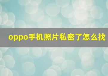 oppo手机照片私密了怎么找