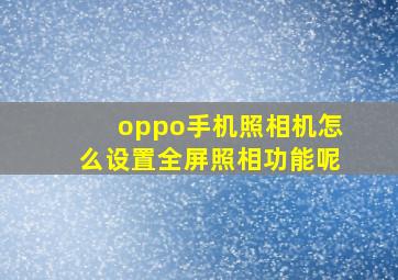 oppo手机照相机怎么设置全屏照相功能呢