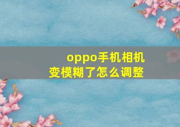 oppo手机相机变模糊了怎么调整