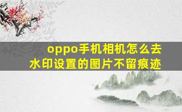 oppo手机相机怎么去水印设置的图片不留痕迹