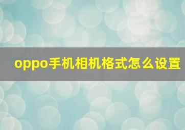 oppo手机相机格式怎么设置