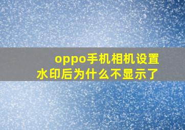 oppo手机相机设置水印后为什么不显示了