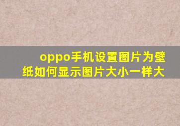 oppo手机设置图片为壁纸如何显示图片大小一样大