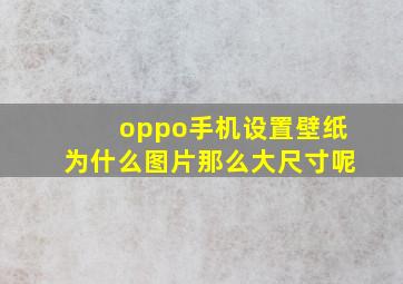 oppo手机设置壁纸为什么图片那么大尺寸呢