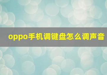 oppo手机调键盘怎么调声音