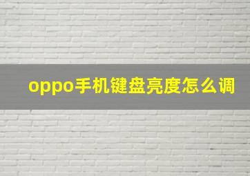 oppo手机键盘亮度怎么调