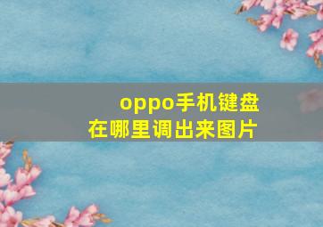 oppo手机键盘在哪里调出来图片