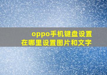 oppo手机键盘设置在哪里设置图片和文字