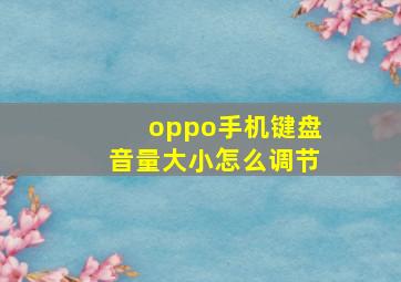 oppo手机键盘音量大小怎么调节