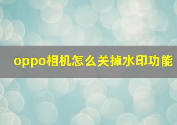 oppo相机怎么关掉水印功能