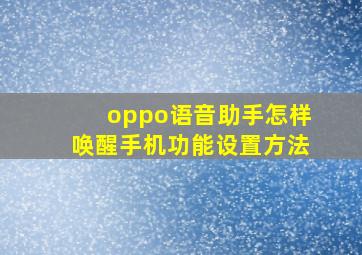 oppo语音助手怎样唤醒手机功能设置方法