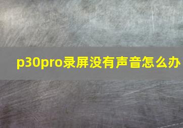 p30pro录屏没有声音怎么办