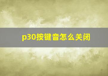 p30按键音怎么关闭