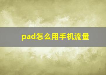 pad怎么用手机流量