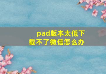 pad版本太低下载不了微信怎么办