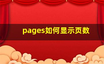 pages如何显示页数