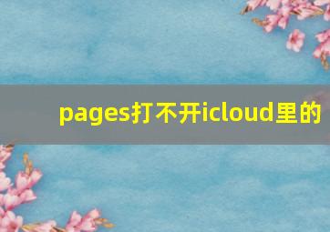 pages打不开icloud里的