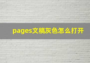 pages文稿灰色怎么打开