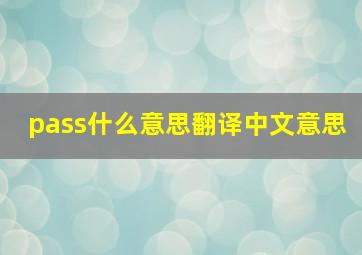 pass什么意思翻译中文意思