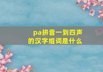 pa拼音一到四声的汉字组词是什么