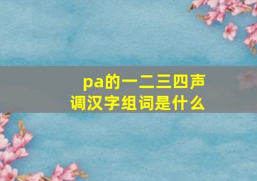 pa的一二三四声调汉字组词是什么