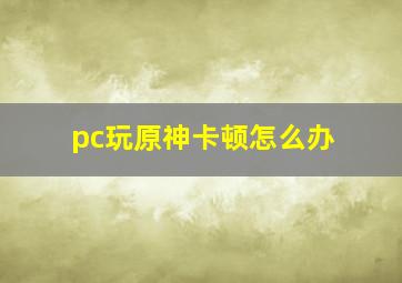 pc玩原神卡顿怎么办