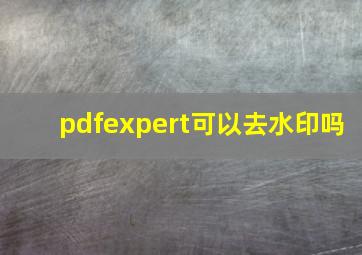 pdfexpert可以去水印吗