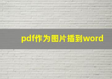 pdf作为图片插到word