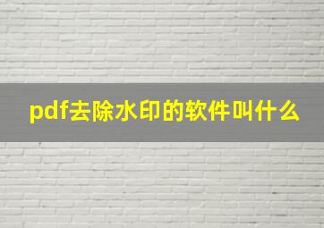 pdf去除水印的软件叫什么