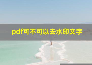 pdf可不可以去水印文字