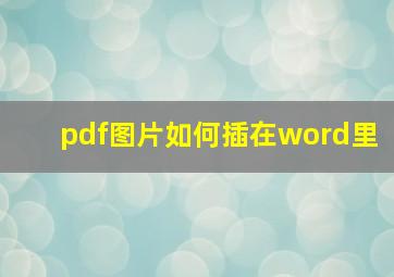 pdf图片如何插在word里