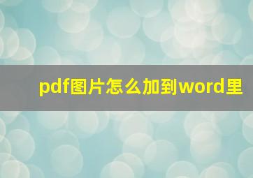 pdf图片怎么加到word里