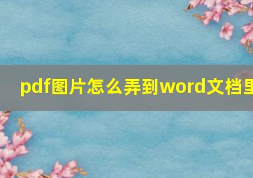 pdf图片怎么弄到word文档里