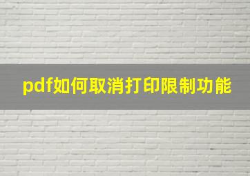 pdf如何取消打印限制功能