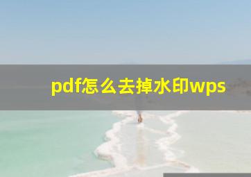 pdf怎么去掉水印wps