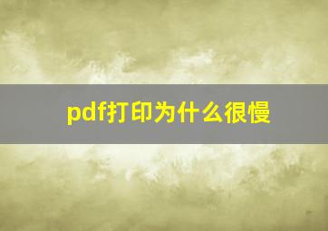 pdf打印为什么很慢